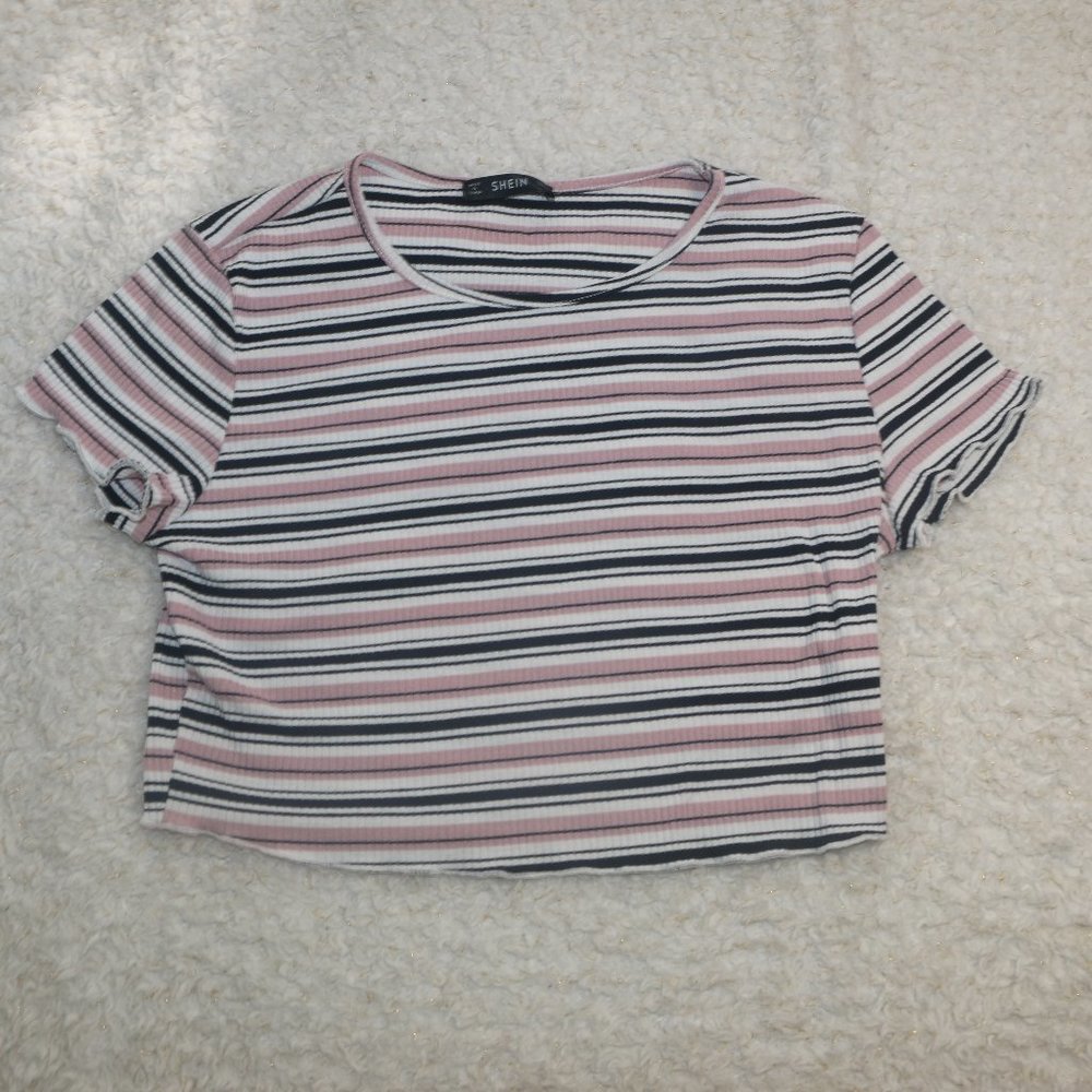 SHEIN Striped Ribbed Crop Top